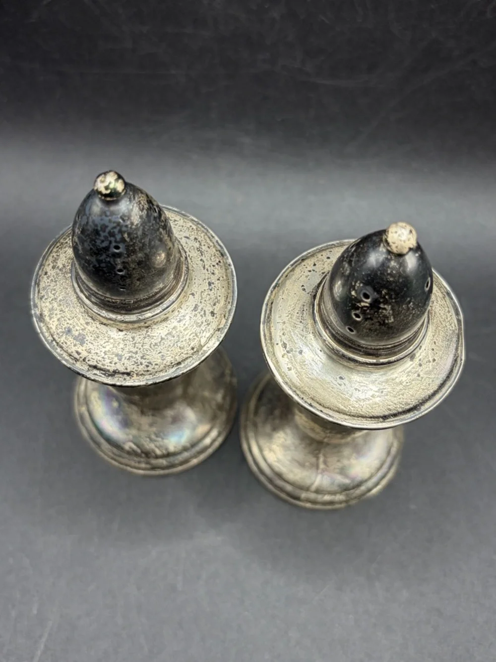 Crown Vintage Sterling Silver Weighted Salt Pepper Shakers Tableware Dinnerware